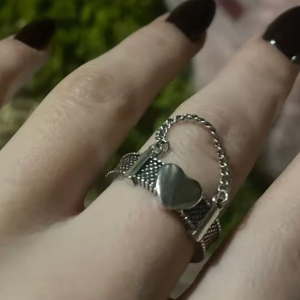 Heart chain Ring in 925